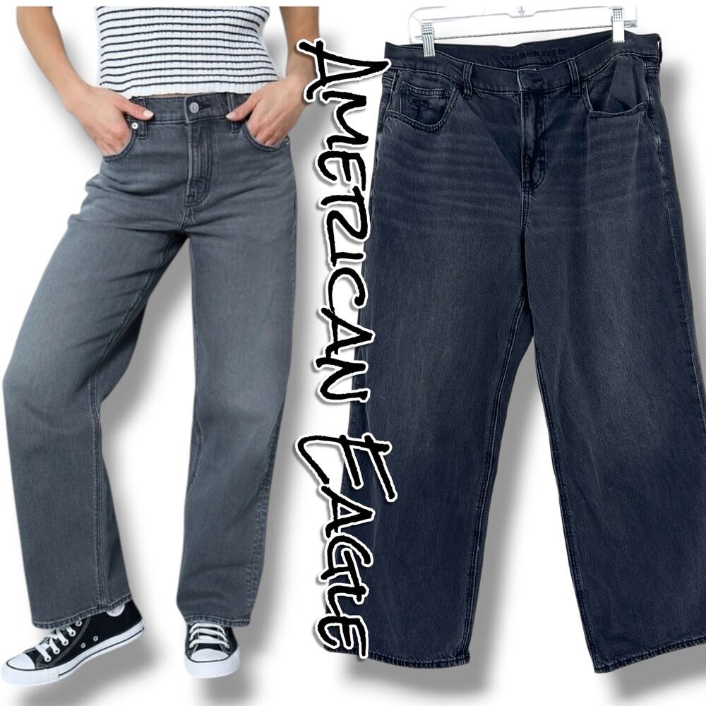 American Eagle Stovepipe Jeans Womens 12 Short Dark Wash High Rise Cropped Denim
